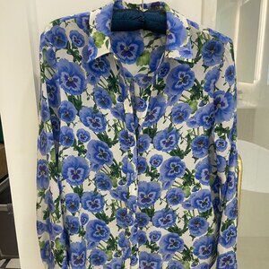 Alice + Olivia Eloise Silk Blouse Size M. Color is Perfect Pansy